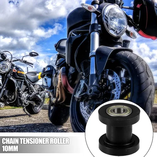 Vista 2 de X AUTOHAUX 2 piezas de polea de cadena de transmisión de 0.394 in, tensor de ajuste de cadena, guía de rueda de goma para bicicleta de calle, Negro