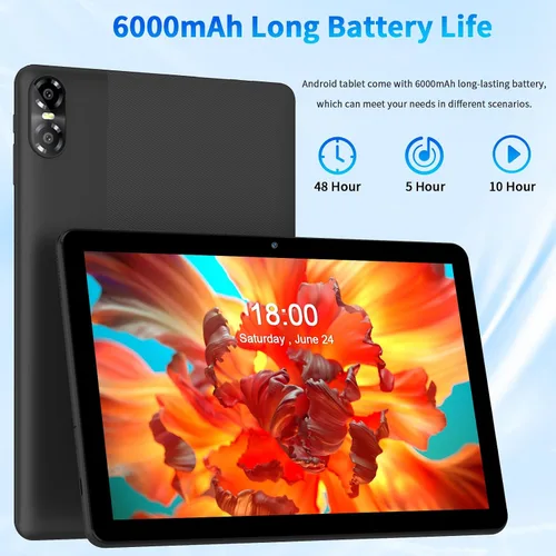 Vista 4 de Tablet Android, 10 pulgadas, Android 13, procesador Octa-Core con 8 GB de RAM, 64 GB de expansión de 1 TB, pantalla táctil IPS HD de 1280 x 800