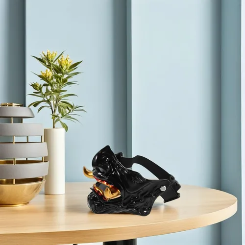 Vista 8 de Máscara de media cara japonesa Hannya Samurai Devil Prajna, accesorio de cosplay para decoración de fiesta de Halloween