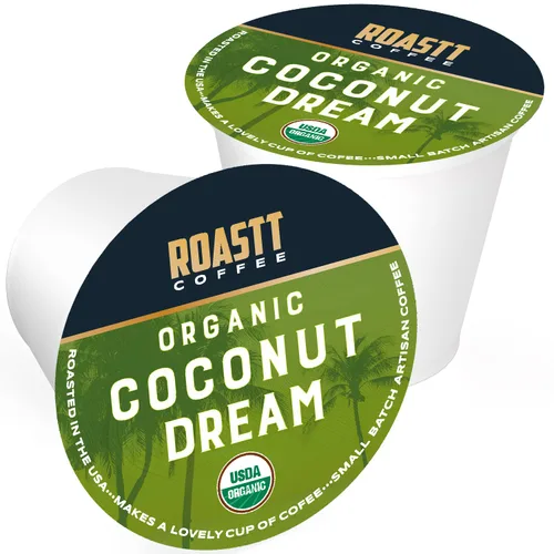 Vista 3 de Cápsulas de café de coco orgánico para cafeteras compatibles con Keurig K Cup, cápsulas de café de coco orgánico con cafeína de tostado medio