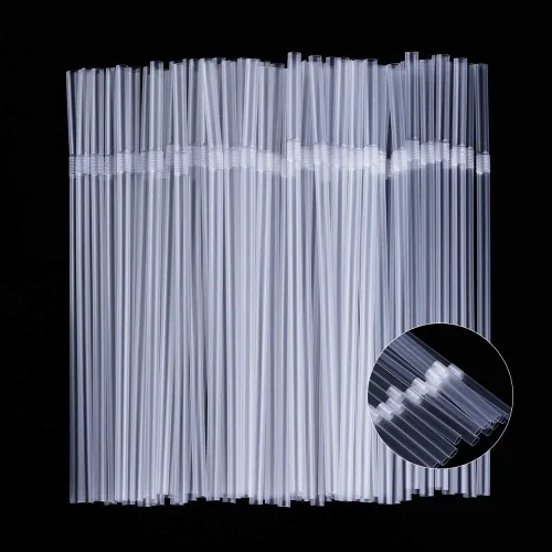 Vista 10 de 500 popotes flexibles de plástico desechables negros (0.23 pulgadas de diámetro y 7.7 pulgadas de largo)