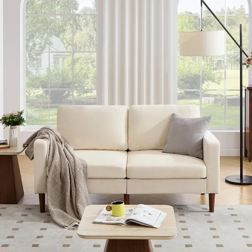 Vista 14 de Kingfun Silla decorativa, sillas de sala de estar, sillón de lectura de chenilla, de mediados de siglo con pie de madera maciza, decoración moderna
