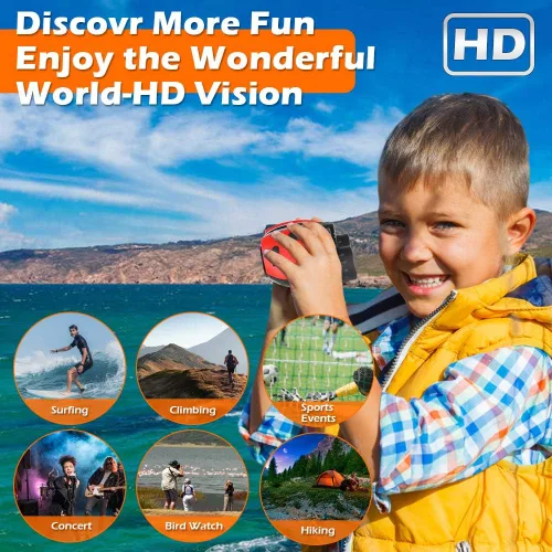 Vista 4 de Mini prismáticos compactos para niños – 8 x 21 zoom niños binoculares juguete regalo a prueba de golpes para niños 3 4 5 6 7 8 9 10 11 12 13 años