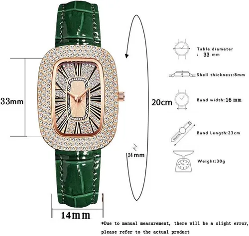 Vista 3 de CdyBox Popular reloj de diamante PU pulsera de cuero mujeres moda cuarzo reloj 4 paquete