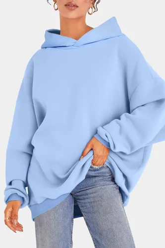 Vista 3 de EFAN Sudaderas con capucha de forro polar de gran tamaño para mujer, estilo casual, de manga larga, sueltas, ligeras, ropa de otoño e invierno