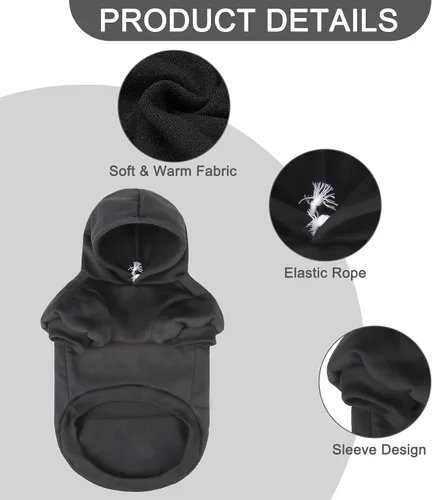 Vista 5 de EXPAWLORER Sudadera con capucha para perro, suave y cálida con agujero para correa, disfraz de Halloween para perros de invierno y otoño, ropa