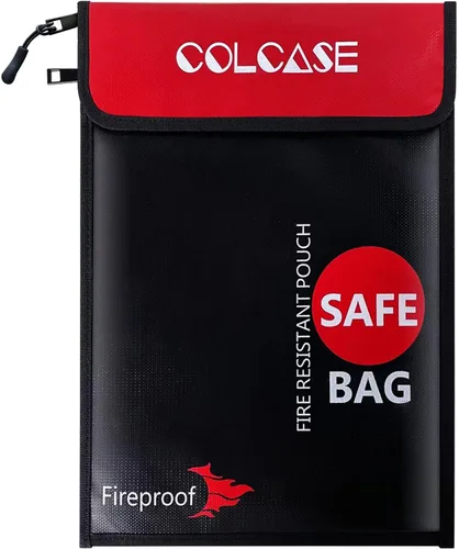 Vista 10 de COLCASE Bolsa de documentos ignífuga con cerradura de 5200 ℉ con aislamiento térmico impermeable e ignífugo con cremallera, bolsa ignífuga