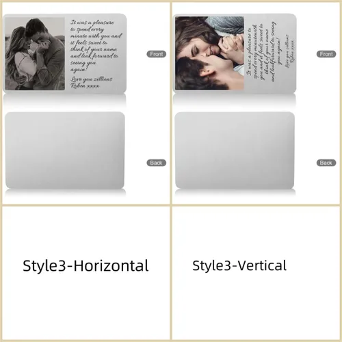 Vista 8 de Custom Engraved Wallet Card – Personalized Metal Wallet Insert Gift for Him, Dad, Husband/Laser engraved or Printed with Text or Photos