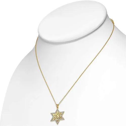 Vista 2 de Plata de ley 925CZ Estrella de David judía SHEMA SH 'ma Yisrael Collar con Colgante
