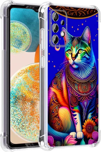Vista 31 de Funda para Galaxy A23 5G, diseño de flores de mariposa azul, protección contra caídas, a prueba de golpes, carcasa protectora de cuerpo completo