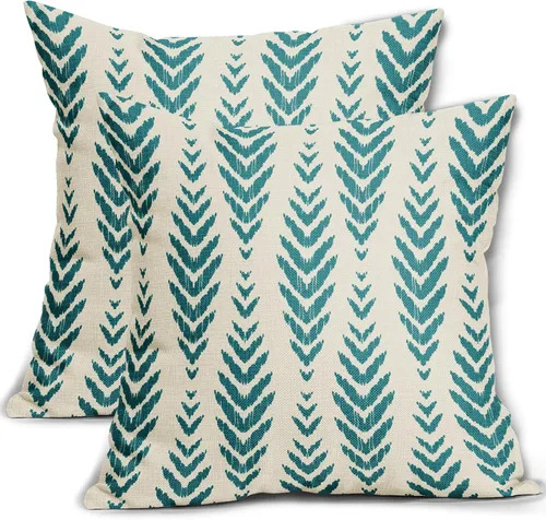 Vista 22 de Sweetshow - Juego de 2 fundas de almohada boho de 16x16 pulgadas, fundas de almohada étnicas bohemias negras con estampado geométrico de espiga