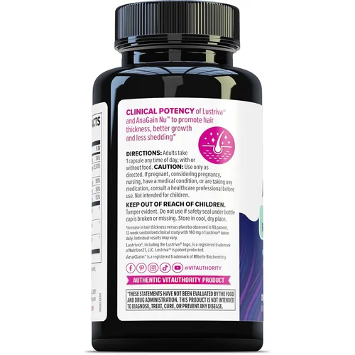 Vista 9 de Lustriva Suplemento para el Crecimiento del Cabello para Mujeres Lustriva y Vitaminas Bloqueadoras de DHT para Cabello Más Grueso y Abundante