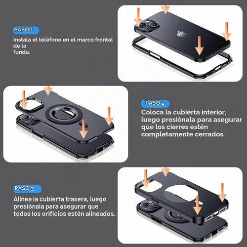 Vista 7 de Funda magnética para iPhone 13, compatible con MagSafe, protección contra caídas de grado militar, antideslizante, a prueba de golpes de 13 pies