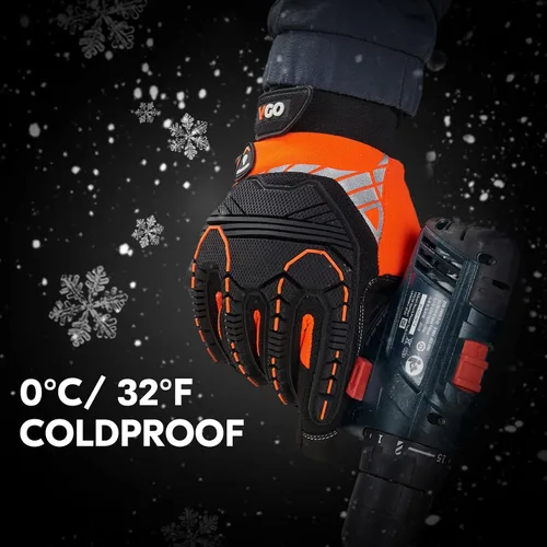 Vista 3 de Vgo... 2 pares de guantes mecánicos de invierno impermeables de alta destreza de 32 °F con reducción de impactos y vibraciones