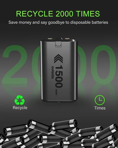 Vista 3 de Noiposi Paquete de baterías recargables para Xbox One paquete de 4 baterías recargables de 1500 mAh Xbox One paquete de baterías con cargador