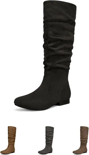 Vista 5 de Dream Pairs - Botas de invierno hasta la rodilla para mujer, para temporada de otoño e invierno, Negro