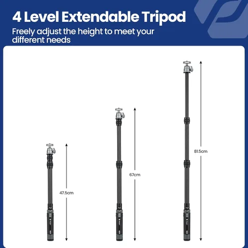 Vista 2 de Fotopro Trípode de escritorio de aleación de aluminio de aleación de aluminio de 360 grados, tornillo de 1/4 pulgadas, mini trípode de mesa portátil