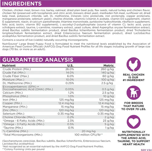 Vista 6 de Alimento seco para cachorros de raza grande NutriSource, pollo y arroz Tamaño: bolsa de 1.5 lb