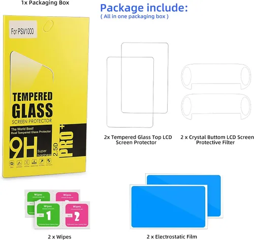 Vista 6 de Xahpower Protector de pantalla para PS Vita 1000, protector de pantalla frontal de vidrio templado 9H y película protectora de pantalla trasera