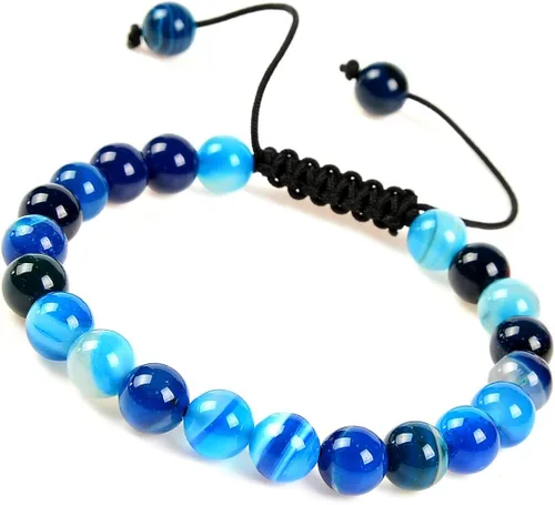 Vista 3 de Massive Beads - Pulsera de cuentas de cristales de macramé con poder curativo natural, unisex, ajustable, 516 pulgadas (8 mm)