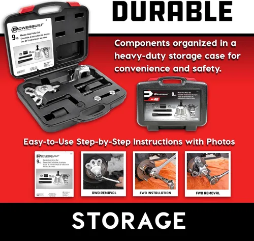 Vista 8 de Powerbuilt Master Hub Puller - Juego de herramientas extractoras de cubos, remover e instalar cubos y ejes de rueda de automóvil, Ford y Mercury