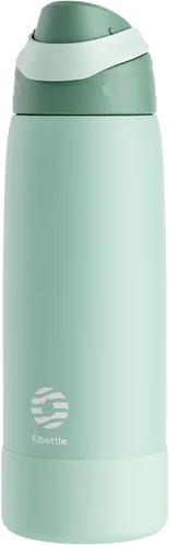 Vista 20 de FJbottle Botella de agua aislada de acero inoxidable, 24 onzas, sin popote, botella de agua deportiva a prueba de fugas con asa ajustable para Azul