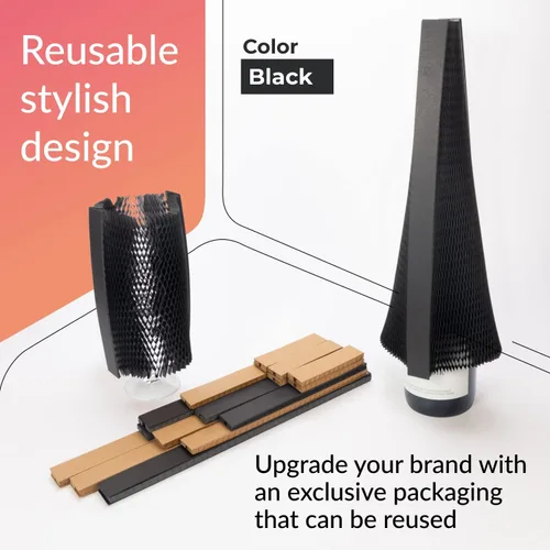 Vista 3 de IDL Packaging Fundas de papel de embalaje Flexi-Hex™ de 13.75 pulgadas, L, color negro, paquete de 50 – Adaptables a cualquier forma de embalaje