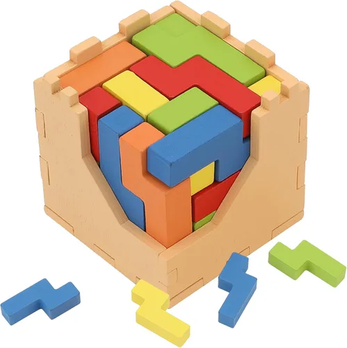 Vista 9 de Sharp Brain Zone Cubo de rompecabezas de madera 3D (estilo 9Z 16T) Colorido rompecabezas de madera ecológico para estimulación mental, enfoque