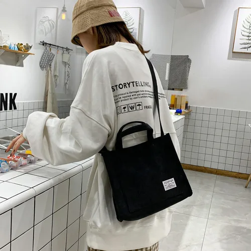 Vista 4 de Erhuoxz The Tote Bag - Bolso pequeño de pana para mujer, con accesorios de bricolaje, bolso cruzado de hombro, bolso Hobo