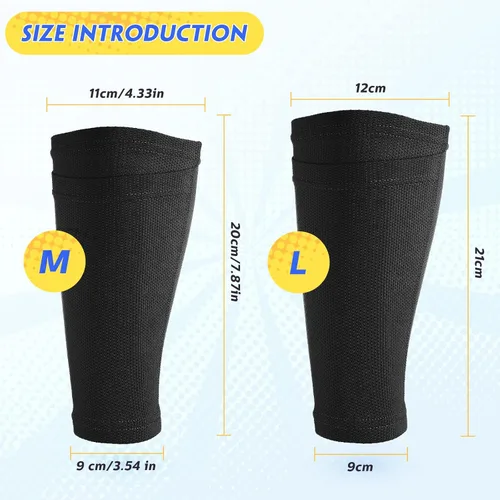 Vista 2 de Hicarer Espinilleras de fútbol, 4 pares de espinilleras flexibles de fútbol, soporte de rendimiento, soporte de poliéster con bolsillo para deportes