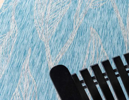 Vista 5 de Unique Loom Alfombra de la colección botánica para exterior - Hoja (4' 1" x 6' 1" Rectangular, Aqua Claro/ Marfil)