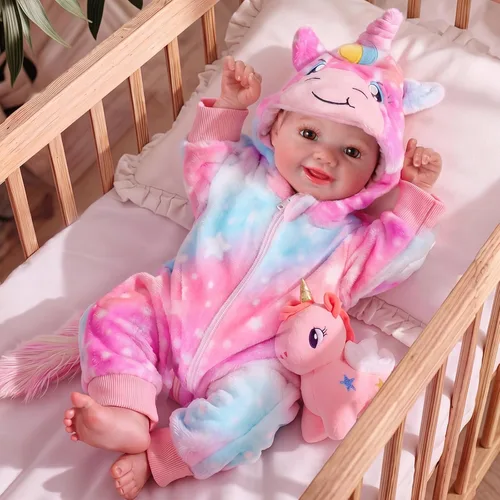 Vista 13 de BABESIDE Muñecas de bebé Reborn para nutrir el juego de simulación, muñeca realista de 17 pulgadas, cuerpo de tela suave, regalo para hermanas
