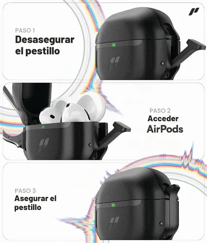 Vista 4 de Proof Labs Funda para AirPods 4 con candado, funda resistente para AirPods de 4ª generación con mosquetón, protección resistente y carcasa