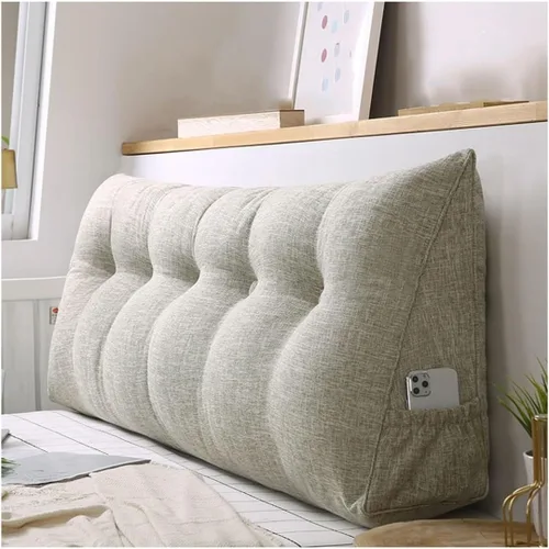 Vista 14 de Almohada triangular para cabecero, almohada de cuña grande para respaldo de lectura para sofá cama, cojín triangular con bolsillo y funda extraíble