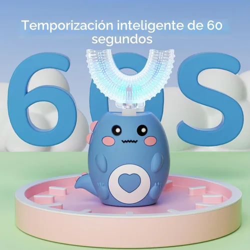 Vista 8 de Cepillo de dientes eléctrico en forma de U para niños, con 3 modos de limpieza, con 4 cabezales de cepillo, cepillo de dientes automático sónico
