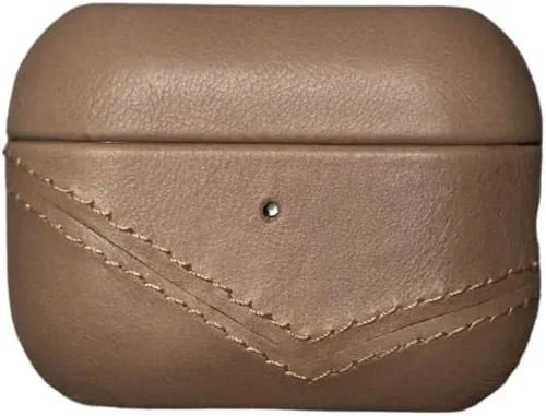 Vista 8 de Funda de cuero premium compatible con Apple AirPods 3, carga inalámbrica, diseño de dos piezas (negro)