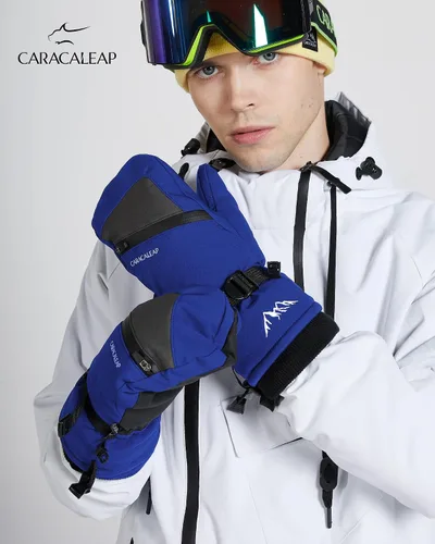 Vista 5 de Caracaleap Guantes de esquí de invierno para hombres y mujeres para clima frío, guantes de snowboard cálidos, guantes impermeables para deportes