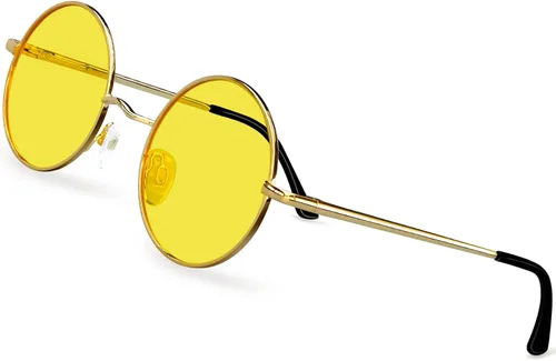 Vista 8 de KANASTAL Gafas de sol redondas polarizadas para mujeres y hombres, estilo hippie con protección UV400