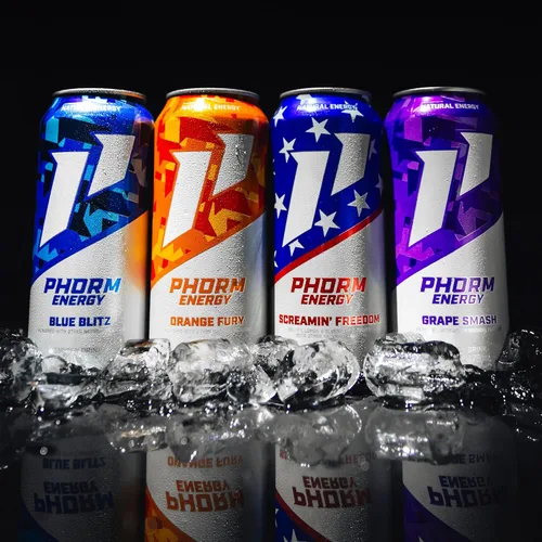 Vista 8 de PHORM ENERGY - Bebida energética, Blue Blitz, sabor a frambuesa azul, 200 MG de cafeína natural de té verde, sin azúcar, bebida carbonatada