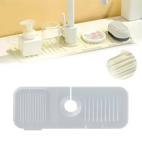 Vista 10 de Tapete para grifo para fregadero de cocina, tapete de drenaje de silicona 2026, protector de fregadero de piedra de secado rápido mejorado para Beige