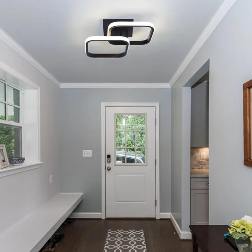Vista 7 de CANEOE Luminaria de Techo LED, 4500K Luminarias Modernas para Pasillo Iluminación de Techo, Luces Cuadradas Negras Pegadas al Techo para Baño