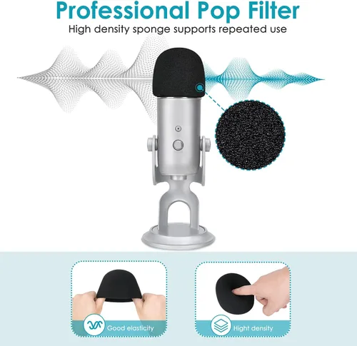 Vista 3 de Youshares Blue Yeti - Soporte de micrófono con filtro pop, brazo de micrófono de alta calidad, brazo de brazo resistente con gestión de cables