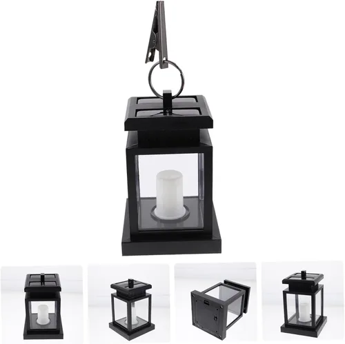 Vista 3 de Uonlytech Lámpara solar para poste de valla, lámparas solares para exteriores, para exteriores, Tiki solar con llama parpadeante, luces de poste