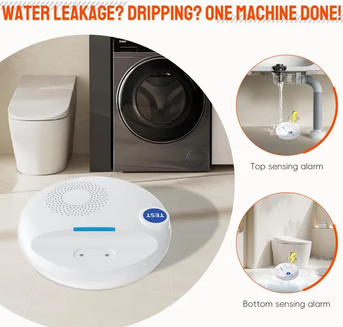 Vista 3 de PILSAMAS Detector de fugas de agua inalámbrico, funciona de forma independiente o con concentrador inteligente, sensor de fugas de agua de sirena