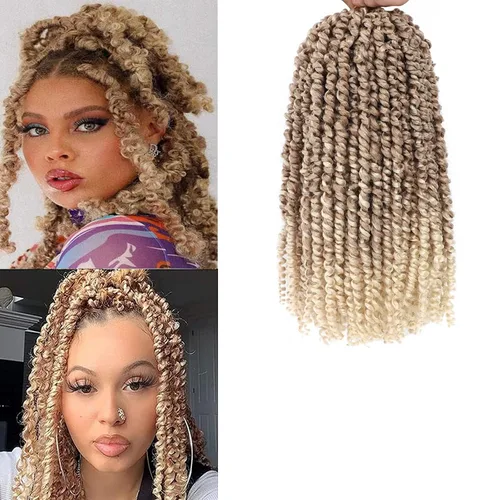 Vista 16 de Cabello Corto PassionTwist de 8 Pulgadas Cabello Pre-retorcido Passion Twists Cabello de Ganchillo Pre-enrollado Cabello Rizado de Ganchillo para 1b
