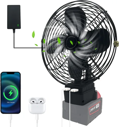 Vista 8 de F-an inalámbrico portátil para batería Dewalt de 20 V, ventilador inalámbrico alimentado por Ba-ttery, ventilador de motor sin escobillas de 20 W