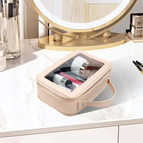 Vista 8 de LETGO Bolsas de maquillaje transparentes, bolsa de aseo aprobada por la TSA con cremallera, organizador de maquillaje transparente para artículos