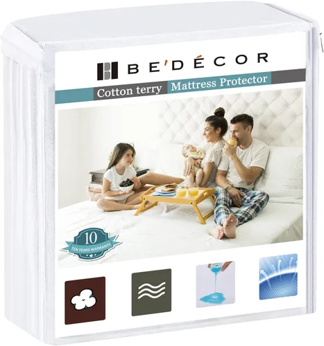 Vista 10 de Bedecor Paquete de 2 protectores de colchón Twin tamaño individual, protección impermeable, cubierta superior suave de algodón de rizo, para bebés