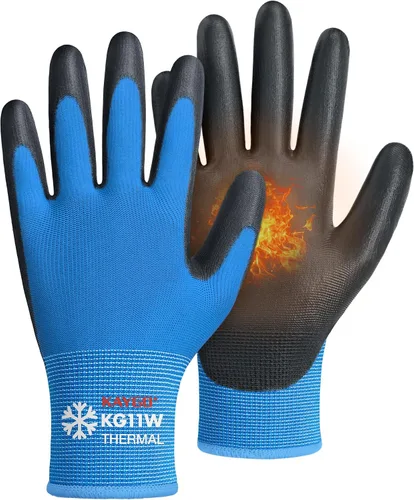 Vista 47 de KAYGO KG11PB - Guantes de trabajo de seguridad con revestimiento de poliuretano, 12 pares de guantes de punto sin costuras para hombres y mujeres