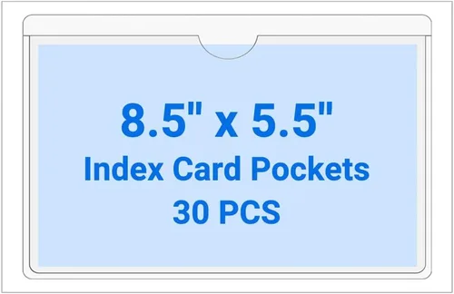 Vista 131 de 30 PCS Clear Self Adhesive Plastic Label Pockets, Top Loading Business & Library Index Card Holders, Peel and Stick Sleeves for Storage Bins, Totes
